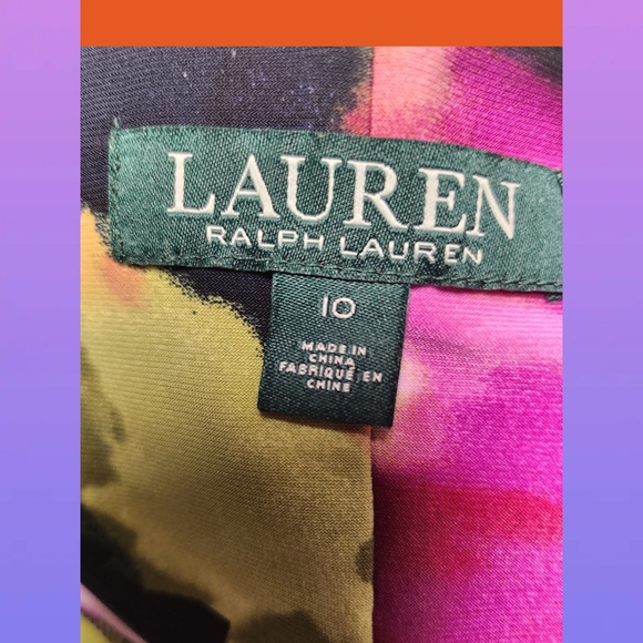 LAUREN RALPH LAUREN FLORAL PRINT COWL NECK RUCHED SLEEVELESS DESIGNER DRESS - Picture 3 of 5